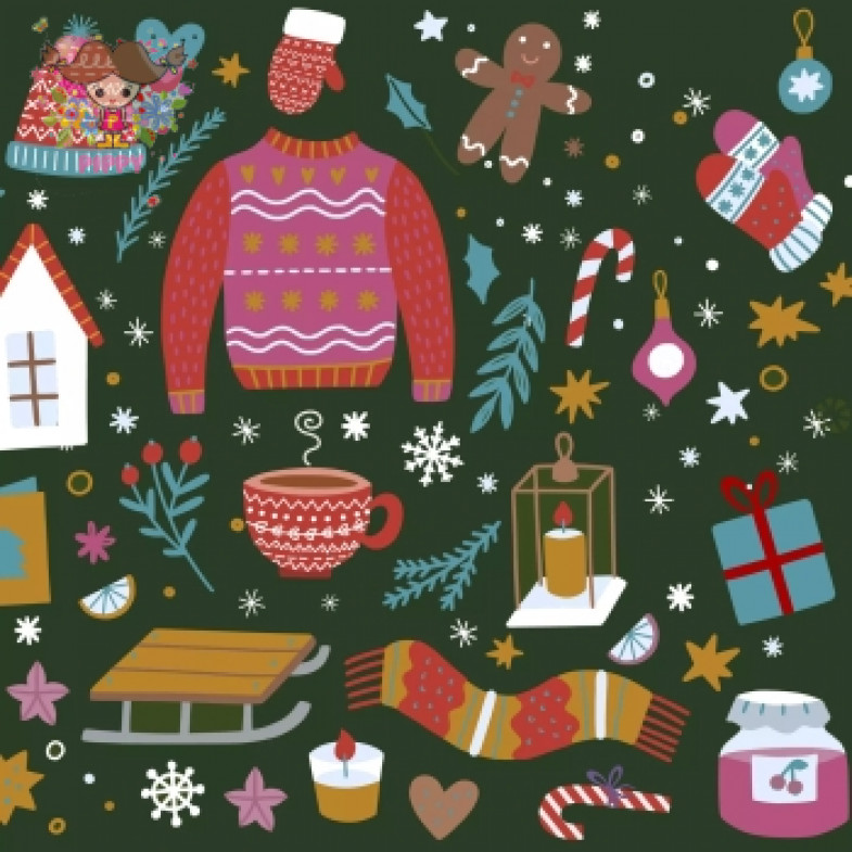 Paper+Design ランチサイズペーパーナプキン☆ポップ 冬のアイテム セーター 手袋 ソリ プレゼント クリスマス☆ (Warm things)（20枚入り）