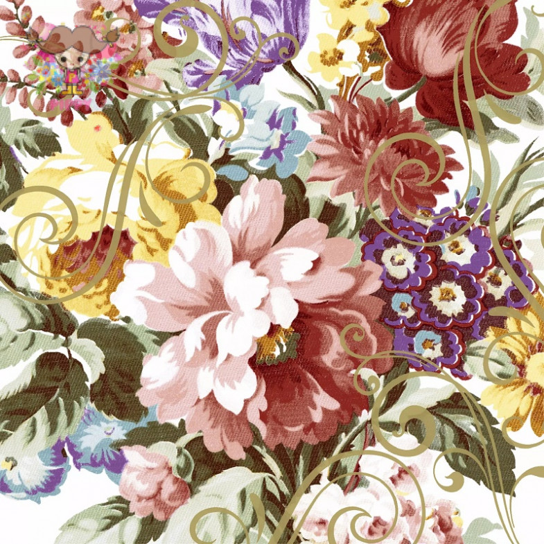 Paper Design ランチサイズペーパーナプキン アンティークなフラワー ローズ ダリア 花柄 Ornate Florals 枚入り