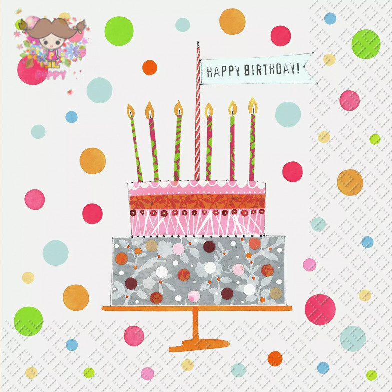 Stewo ランチサイズペーパーナプキン☆ハッピーバースデー 誕生日 ケーキ ドット イベント キッズ 子供 (Katrin)☆（20枚入り）