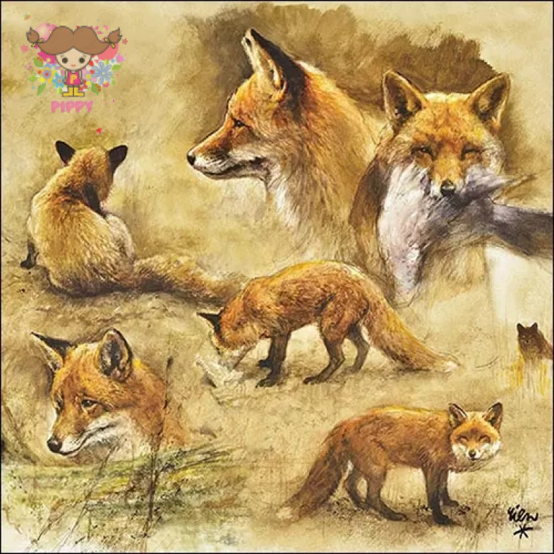 Ambiente ランチサイズペーパーナプキン ☆キツネの肖像画 動物(Portraits Of Foxes)☆（20枚入り）