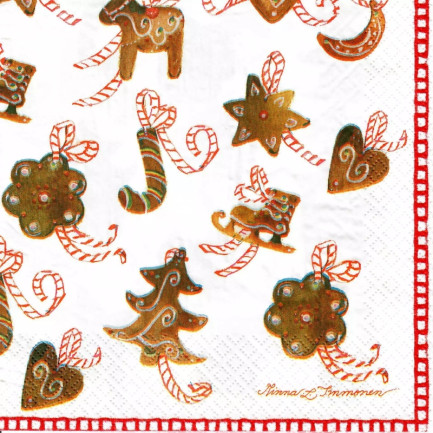 Havi ランチサイズペーパーナプキン☆クリスマスオーナメントクッキー ツリー ハート（Koristepiparit）☆（20枚入り）