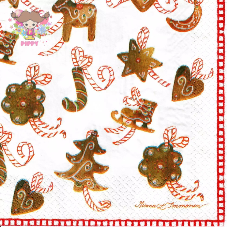 Havi ランチサイズペーパーナプキン☆クリスマスオーナメントクッキー ツリー ハート（Koristepiparit）☆（20枚入り）