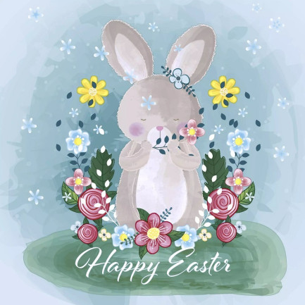 Paper+Design ランチサイズペーパーナプキン☆可愛いハッピーイースターバニー ウサギ花柄(Happy Easter bunny)☆（20枚入り）