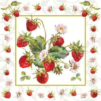 Ambiente ランチサイズペーパーナプキン ☆フレッシュストロベリー いちご 花柄(Fresh Strawberries)☆（20枚入り）