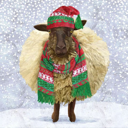 PPD ランチサイズペーパーナプキン ☆クリスマスの装い ひつじ 羊 雪 クリスマス(Winter Wool)☆（20枚入り）