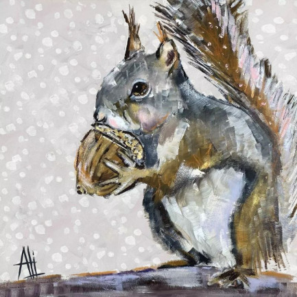 PPD ランチサイズペーパーナプキン ☆リスの肖像画 どんぐり りす 雪(Squirrel Portrait)☆（20枚入り）