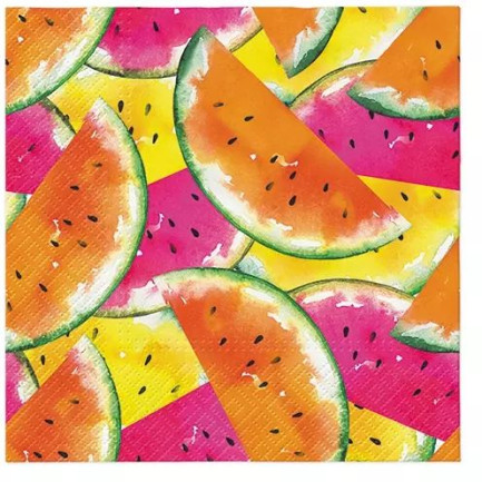 PAW ランチサイズペーパーナプキン ☆Juicy Watermelons☆スイカ すいか カラフル 黄色 オレンジ 赤 フルーツ（20枚入り）