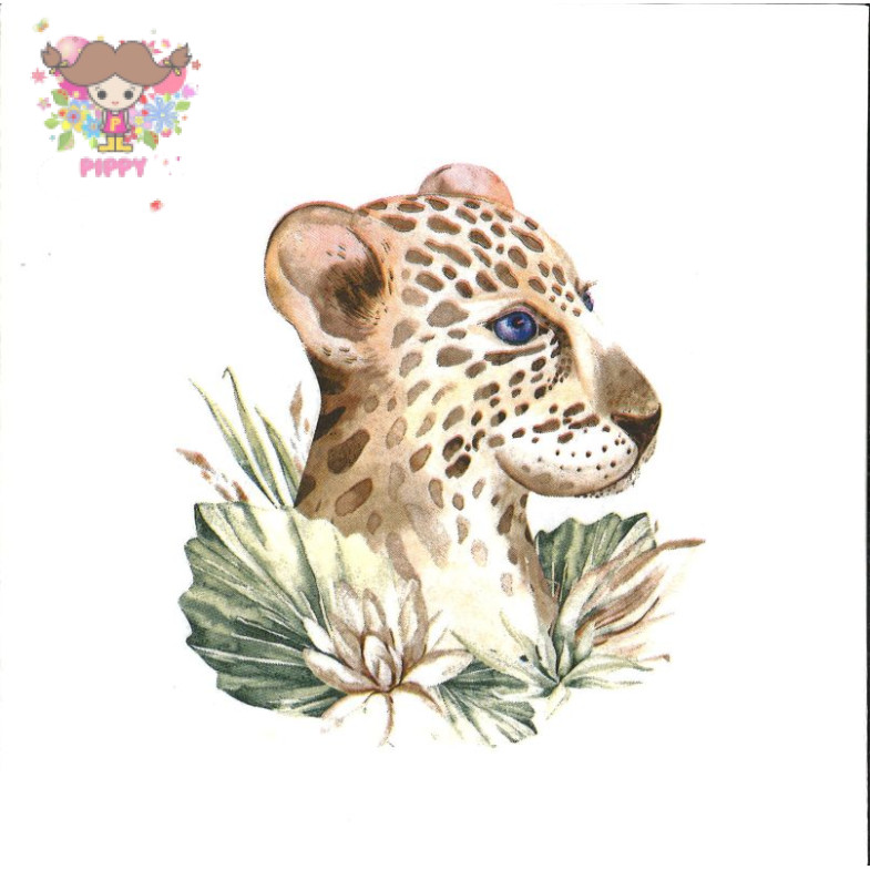 Fasana ペーパーナプキン☆Tropical Leopard☆水彩画風 豹 ヒョウ 動物 植物（20枚入り)