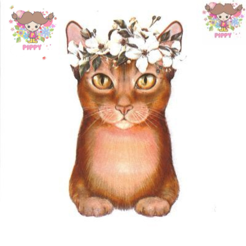 Fasana ペーパーナプキン☆Lady Cat☆猫 キャット 花冠 フラワー 花柄 動物（20枚入り)