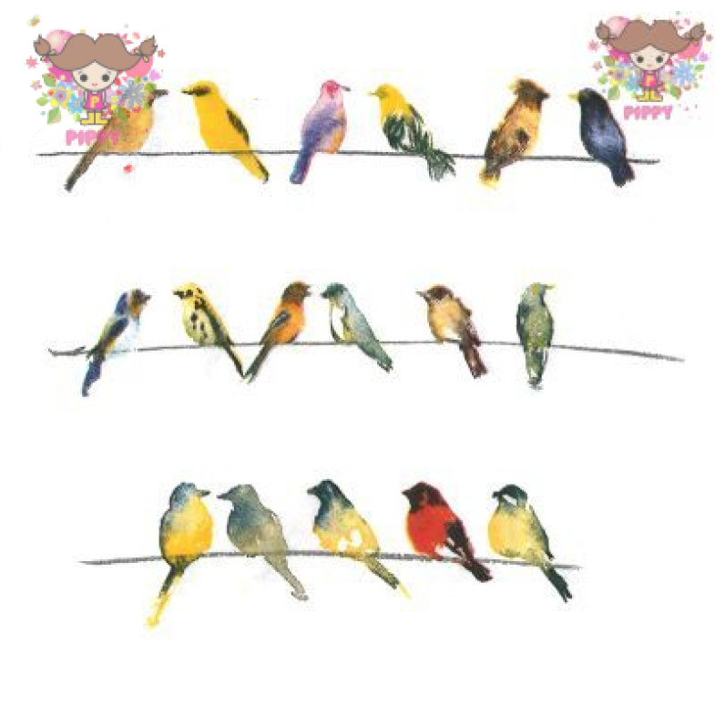 Fasana ペーパーナプキン☆Birds Community☆水彩画風 カラフル 鳥 動物（20枚入り)