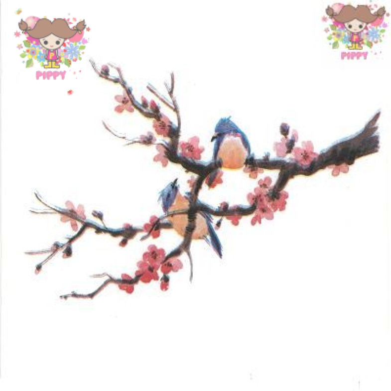 Fasana ペーパーナプキン☆Couple on the branch☆鳥 桜 梅 枝 リーフ 花柄 動物（20枚入り)