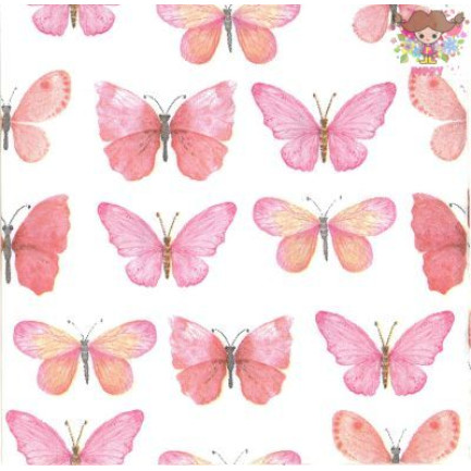Fasana 【カクテルサイズ】ペーパーナプキン☆pink butterflies☆(W24cm×L24cm) 蝶 ピンク 昆虫（20枚入り)