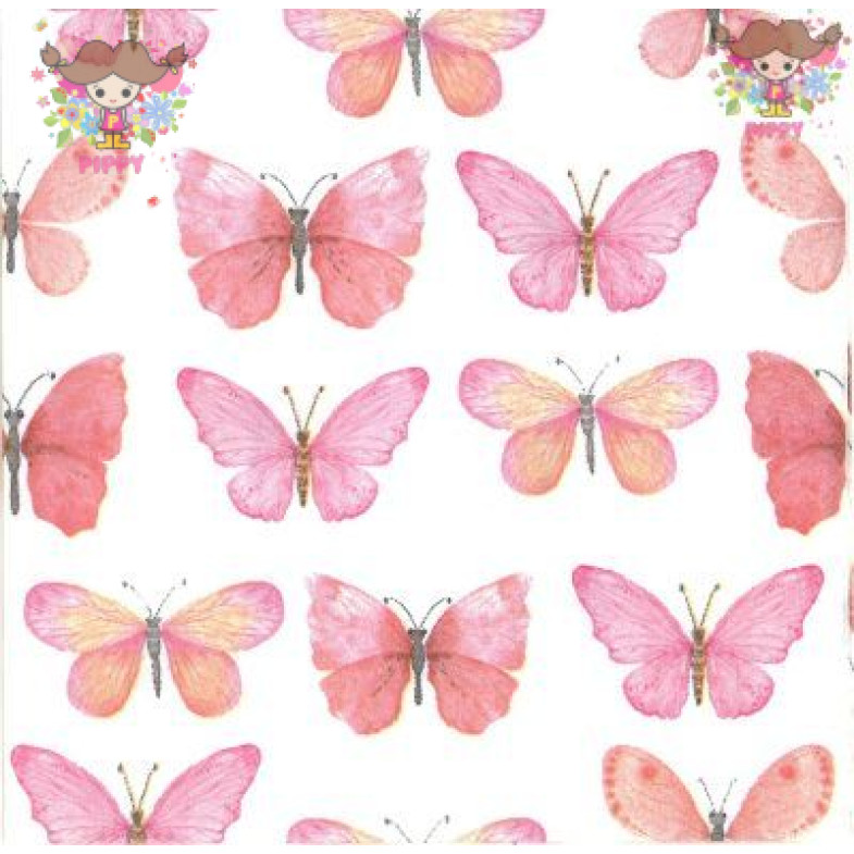 Fasana 【カクテルサイズ】ペーパーナプキン☆pink butterflies☆(W24cm×L24cm) 蝶 ピンク 昆虫（20枚入り)