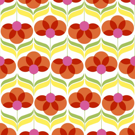 Paper+Design ランチサイズペーパーナプキン☆Geo Flowers Red☆レトロ 幾何学模様 （20枚入り）