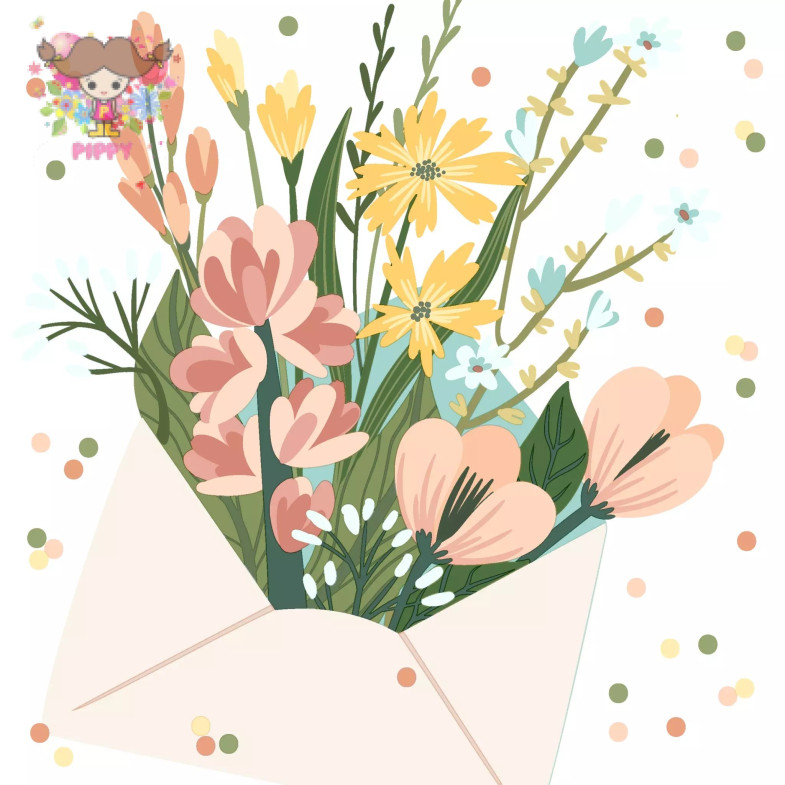 Paper+Design ランチサイズペーパーナプキン☆Flower Message☆ブーケ 手紙 封筒 メッセージ ボタニカル 花柄（20枚入り）