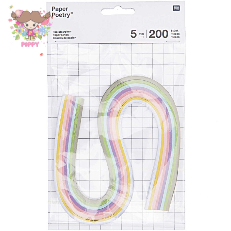 RICO RESIGN QUILLING ☆PAPER STRIPS 5MM, PASTEL☆
