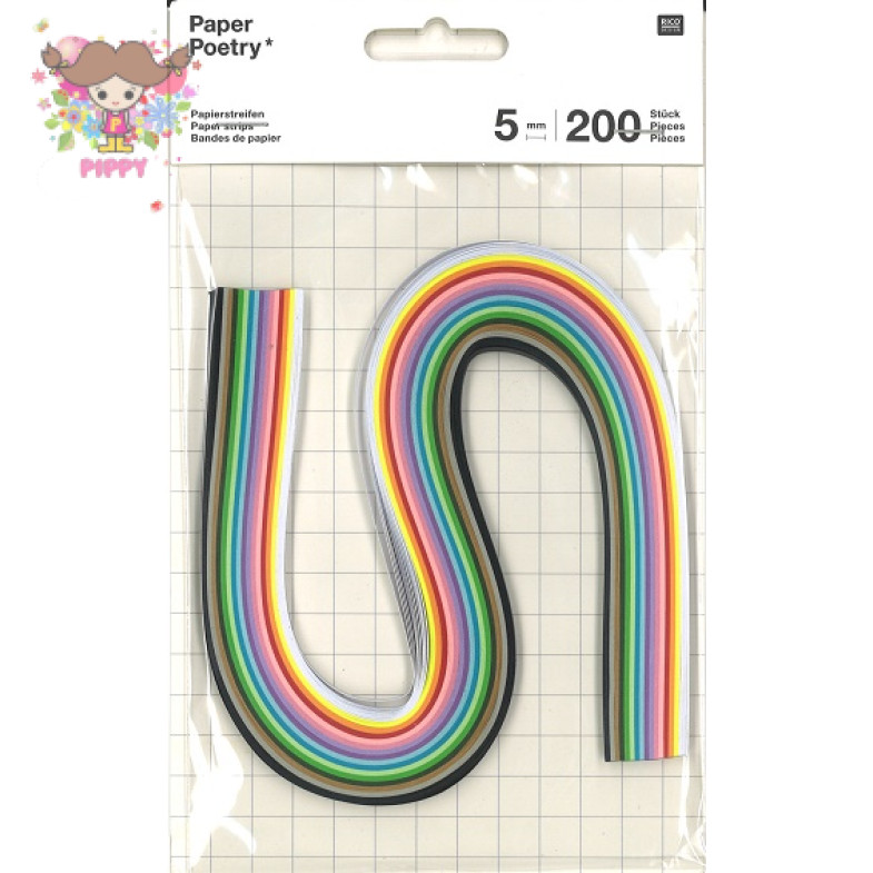 RICO RESIGN QUILLING ☆PAPER STRIPS 5MM, MULTICOLOR☆