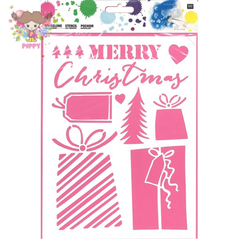 Rico Design ステンシルシート☆冬柄 クリスマス かわいい プレゼント（Merry Christmas)☆
