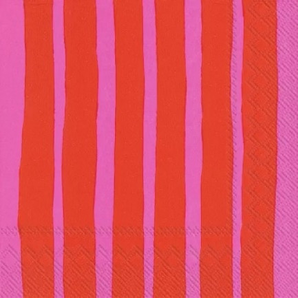 marimekko マリメッコ ランチサイズペーパーナプキン☆RAIDE red pink ライデ レッド ピンク☆（20枚入り）